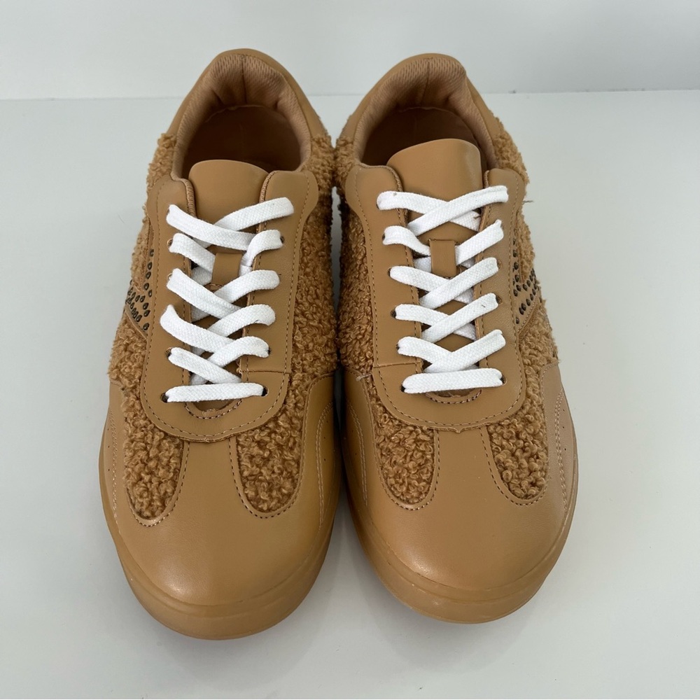Zodiac Sansa Studded Sneakers Tan Shearling 10 - Picture 6 of 14